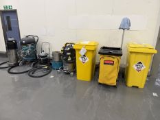 Cleaning Equipment. Commercial Vacuum Cleaners, Spill Kits, Rubbermaid Trolley and Absorbent Granule