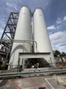 Braby 316 SS Powder Silo 182.9 m2 gross volume. YOM 2005. 420cm Diameter, height 18 mtrs (estimated)