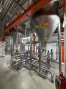 2x Discain Engineering 8000 ltr 316 SS Storage tanks. Frames on load cells. Storage 47/48. 2 x Frist