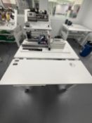 Development test Rig/Table. Mobile with small underslung drawer. Height adjustable and top on rachet