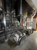 2x 8000 ltr 316 SS Storage tanks. Frames on load cells. Storage39/40 2 x Fristrams rotary lobe pumps