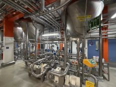 2 x Discain Engineering 8000 ltr 316 SS Storage tanks. Frames on load cells. Storage 49/50. 4 x Fris