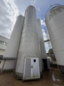 316 SS Powder silo. Estimated at 185 m2 Gross volume. Westinghouse DMN Pneumatic Rotary valve. Mettl