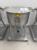 316 SS Powder vessels with conical bottom out feed. 180Ltrs, Diameter 80cm. Base 80 x 70cm