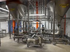 2x Discain Engineering 8000 ltr 316 SS Storage tanks. Frames on load cells. Storage 51/52. 4 x Frist