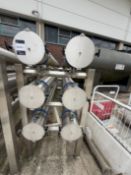 SS Powder Delivery hose store and rack. Mounted on SS Frame, all tubes lockable, 6 tubes on rack.