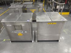 2 x Stainless Steel Powder Bins - 2 Stainless Steel Powder Bins with Double Door Lid 85 x 77 x 90cm