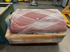 Pallet of boxed and unboxed Mirka sandpaper belts for a horizontal belt sander - includes grades P60