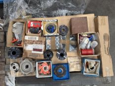 Contents of pallet - various used woodworking machine tooling and parts