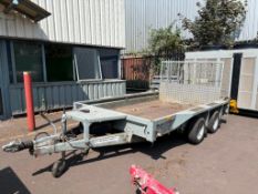 Ifor Williams twin axle rear loading trailer with 6' x 10' bed