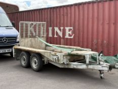 Ifor Williams 8 x 4' rear loading twin axle plant trailer. This lot is buyer to remove