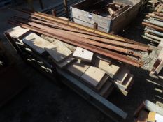 Stillage of cut scaffolding planks in various sizes, and various ironwork, 2x scaffolding platforms-