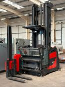 2012 Linde model K Very Narrow Aisle electric forklift truck. Maximum capacity 1000kg, maximum heigh