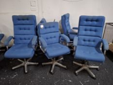 6 Upholstered blue executive chairs