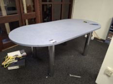 Blue laminate boardroom table
