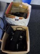 2 Boxes of various cables and keyboards
