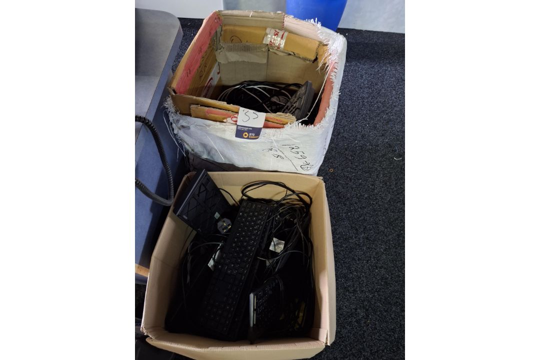 2 Boxes of various cables and keyboards - Image 1 of 4