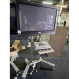 Samsung PS-42V65 42� television on mobile stand with Panasonic DVD/VHS combi and Sky Digibox