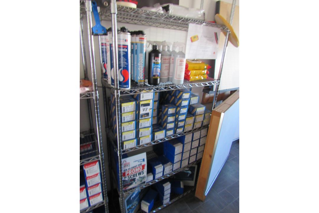 Wire rack and contents of screws