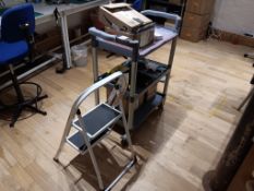 3 tier mobile trolley and 2 tread stepladder
