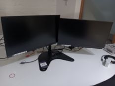 2 x Iiyama PL2530H monitors on desk mounted cantilever bracket