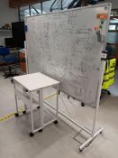 Large mobile whiteboard and small mobile workstation