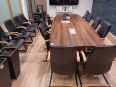 Boardroom table with built in 4 way electrical sockets (L 3580mm x W 1240mm) with 15 x Pledge execut