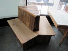 Pine booth seating back to back seat with bench