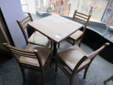 Square bistro table 60cm with 4 chairs