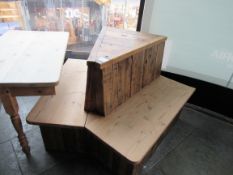 Pine booth seating back to back seat with bench