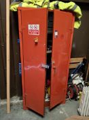 Double door steel cabinet & contents