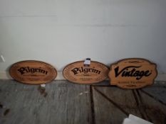 2 wooden Pilgrim & 1 vintage wooden plaques