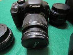 Canon EOS 550D bridge camera with 18-55mm Lense, EFS24mm lens and Canon 50mm Lense