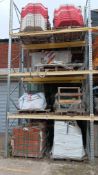 Contents of bay to include 3 pallets red/white interlocking site barriers, small quantity of Rockwal