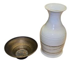POG Crafts Pottery, a studio pottery vase and bowl, by Paul McGrath and Graham Fielder, comprising a