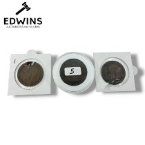 Three coins, to include a 1918 George V penny, King’s Norton Mint, a 1919 George V penny, King’s