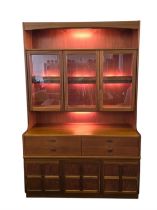 Nathan Squares Range of Parker Knoll Mid-Century Teak Display Cabinet, retaining its original