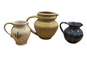 A Collection of Three signed Studio Pottery Jugs and two bowls, Including a Mary J. Boardman,