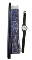 A Henri Moser Swiss Braille wristwatch, circa 1960s–70s, the white dial with Arabic numerals and