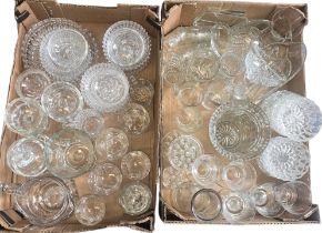A large collection of assorted glassware, comprising pressed and moulded glass bowls, dishes,