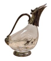Mid-Century Silver-Plated and Crystal Duck Decanter circa 1960s/70s (possibly Italian) clear crystal