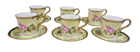 Royal Worcester Connoisseur Collection “English Flowers” Demitasse Coffee Set, six Royal Worcester