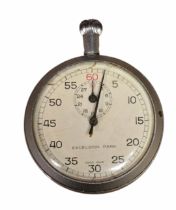 A circa 1960s Excelsior Park Swiss mechanical stopwatch, made for Rolls-Royce, cream dial with black