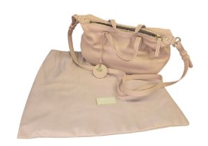 Radley London Blush Pink Grained Leather Slouchy Grab Bag, with twin short grab handles, zip-top