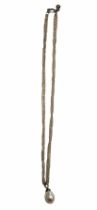 925 Silver Multi-Strand Necklace with Baroque Cultured Freshwater Pearl Pendant, The contemporary