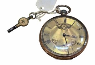 A Victorian 14ct gold key-wound half hunter pocket watch,The gilt dial with Roman numerals, blued