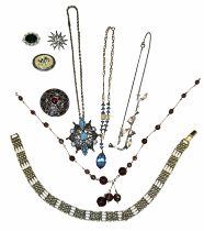 Vintage Costume Jewellery Including Miracle, Amethyst & Art Deco Blue Crystal. A Scottish Miracle