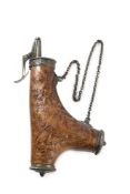 Hunting powder flask with figural carving | Europe, European