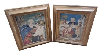 A Victorian needlework of Samuel and Eli, 26 x 34 cms, framed; another similar