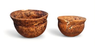 An early 20th century Kongo (Bakongo) Peoples bowl, 11cm high, 14cm diam;   another, smaller, 9cm